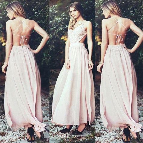 Boho Maxi Dress Sexy Prom Dresses Backless Ruffles Long Evening Party