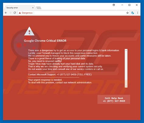 Estafa Google Chrome Critical ERROR Pasos sencillos de eliminación