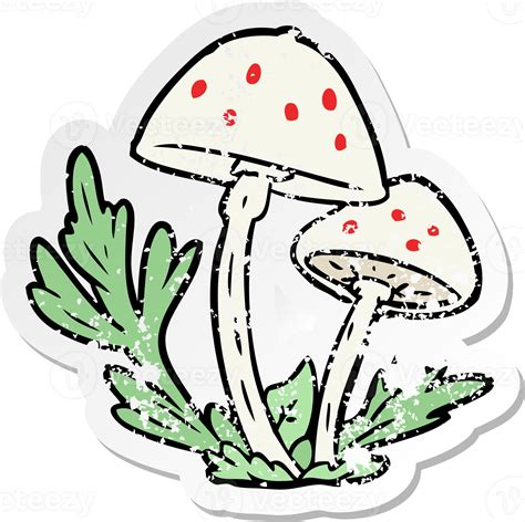 Distressed Sticker Of A Cartoon Mushrooms 44934193 Png