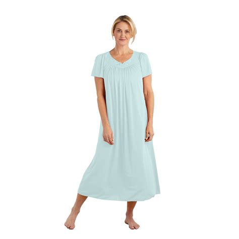 Miss Elaine Womens Long Tricot Nightgown Flutter Sleeves Small