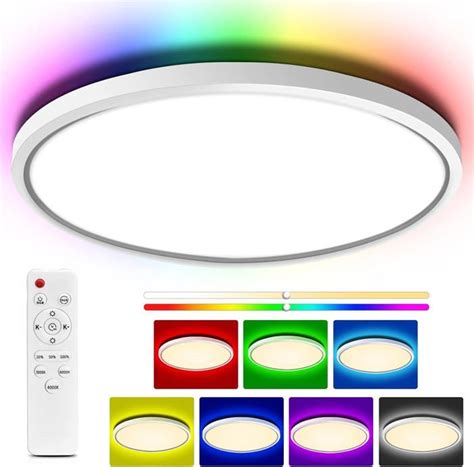 Blanc Plafonnier LED RGB 24W 3200LM Lampe Plafond 3000 6000K Dimmable 8