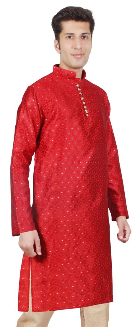 VONIRY Men S Silk Chikankari Maroon Kurta XXL JioMart