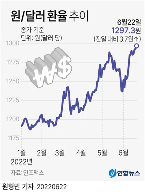 원달러 환율 12년만에 1300원 돌파물가불안 가중