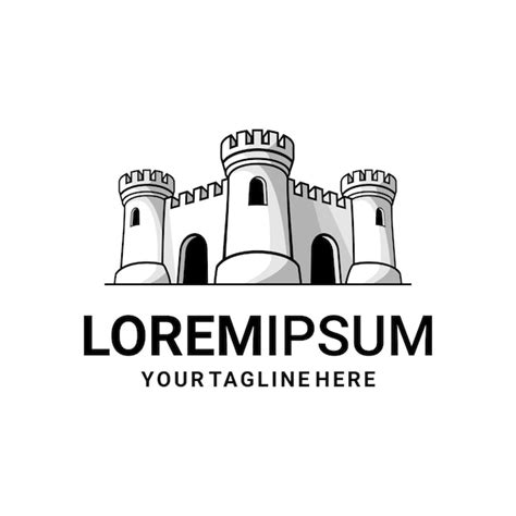 Groot Kasteel Logo Illustratie Vector Fort Logo Vector Premium Vector