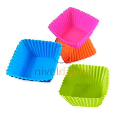 Moldes Muffins Pirotines Silicona Cuadrados Freezer Horno Niveldigital