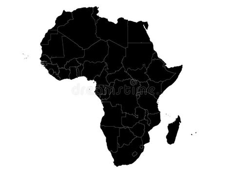 Mapa De Frica De L Neas Negras De Las Curvas Del Contorno En El Fondo