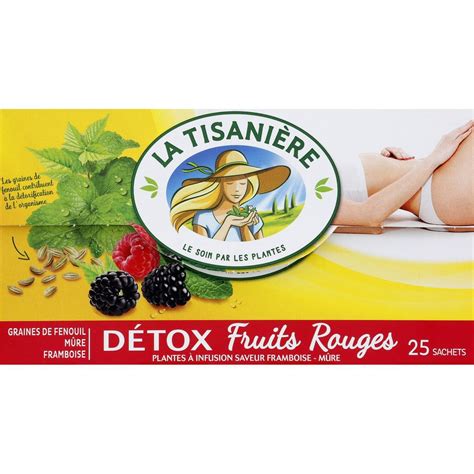 LA TISANIERE Infusion détox fruits rouges 25 sachets 42 5g pas cher