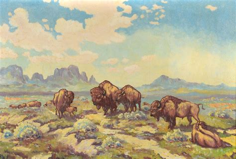 Large Jake Haverstick Buffalo Herd Painting