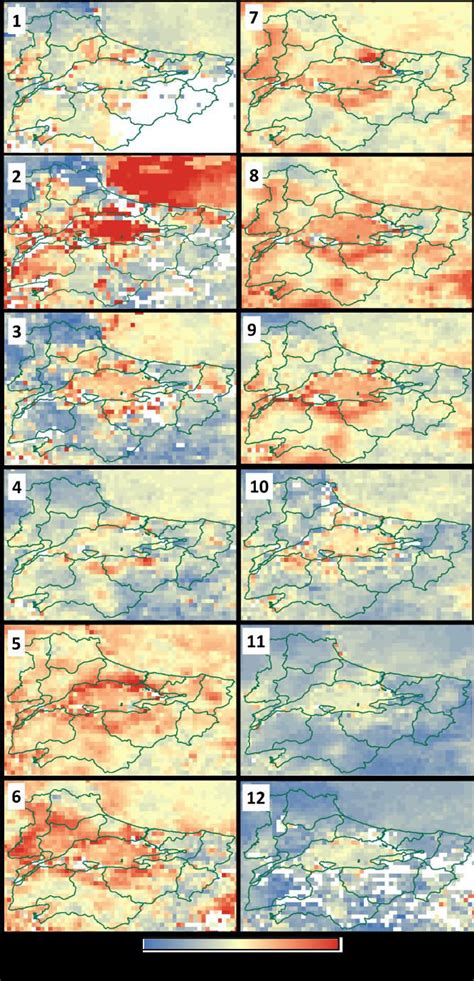 Spatial Distribution Of Monthly Mean Aod For Year Each Figure