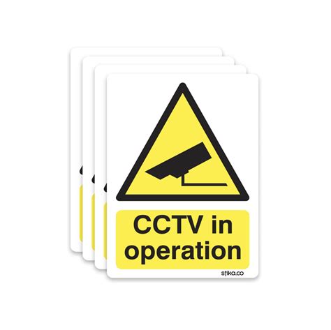 Buy Pack Of 4 Cctv Camera In Operation Sign 5cm X 7cm On White Self