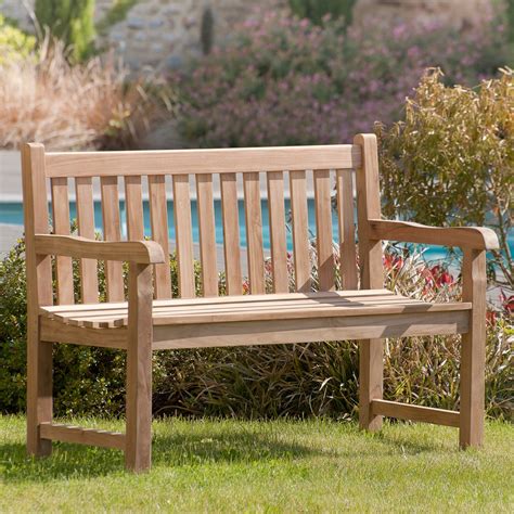 Banc De Jardin En Teck Brut Massif 120cm SUMMER Chaises Fauteuils