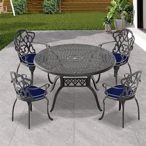 Runesay 5 Piece Set Of Cast Aluminum Patio Outdoor Dining Set With