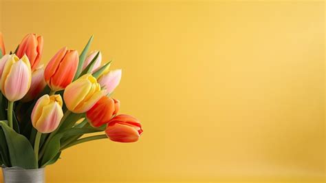 Premium Ai Image Beautiful Bouquet Of Colorful Tulip Flowers On