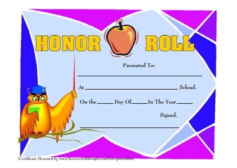 Honor Roll Certificate Template - Varicolored Download Printable PDF ...