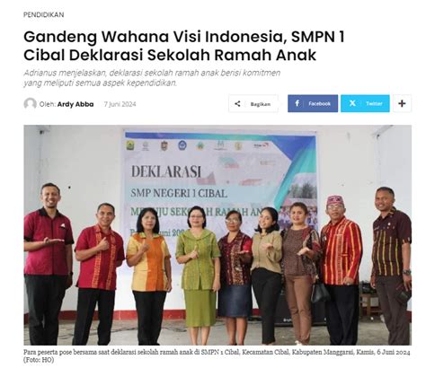 Gandeng Wahana Visi Indonesia SMPN 1 Cibal Deklarasi Sekolah Ramah