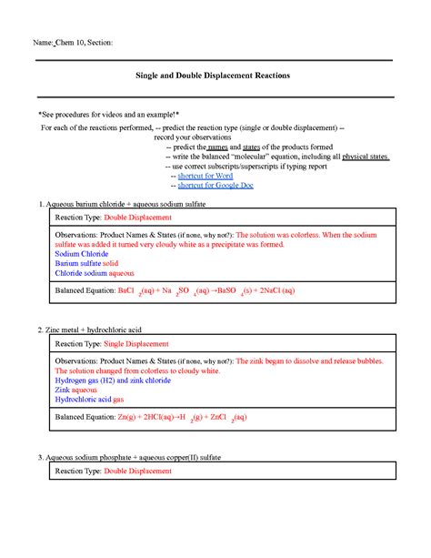 Double Replacement Reaction Lab