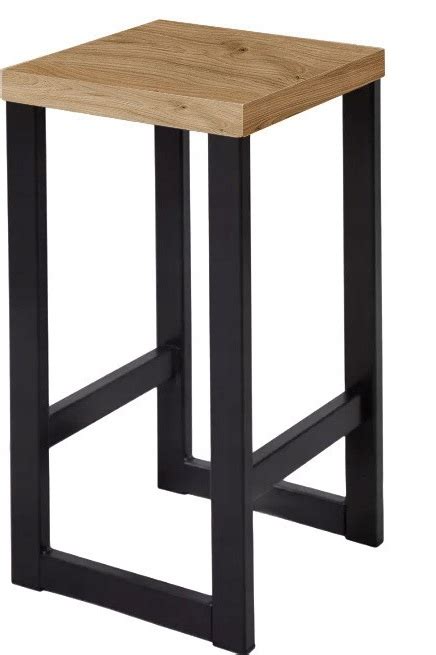 Taboret Hoker 60cm LOFT DĄB ARTISAN CZARNY KOLORY Solidny Stolik