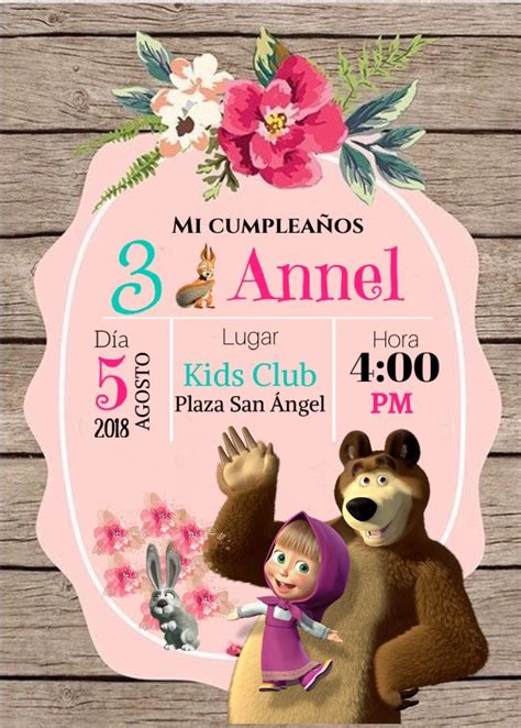 Masha Y El Oso Kit Imprimible Invitaciones De Cumpleaños 9FA