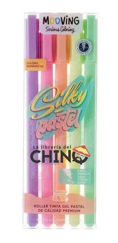 Estuche X 5 Boligrafos Roller Tinta Mooving Silky Pastel