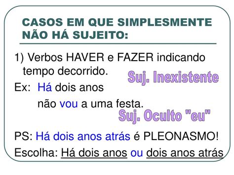 Exemplos De Sujeito Inexistente - 5