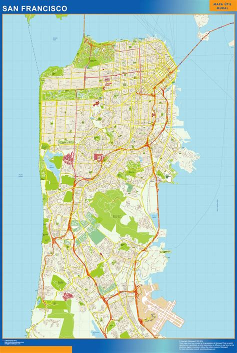 San Francisco wall map | Wall maps of countries of the World