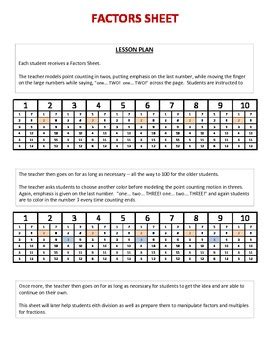 Factors Sheet By Miss Mari Jo Tpt