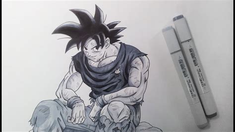 Drawing Goku - Black and White - YouTube