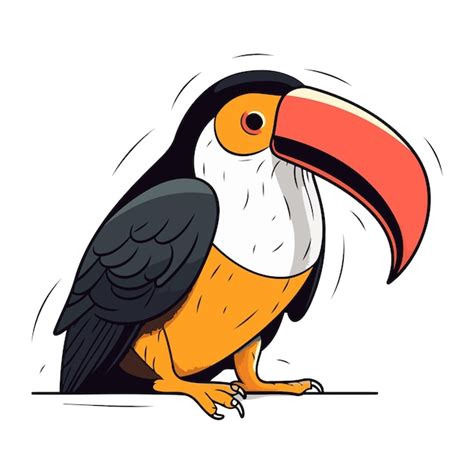 Tucano isolado em fundo branco ilustração vetorial em estilo de desenho