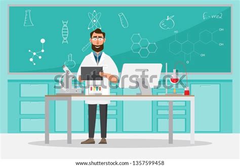 Medical Concept Scientists Man Research Laboratory Stock Vector