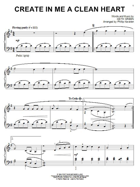 Keith Green Create In Me A Clean Heart Sheet Music For Piano Solo