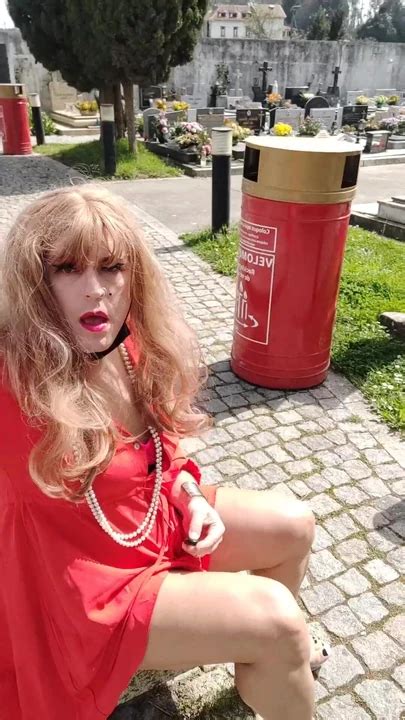 Joana Love Posing In A Cemetery Showing Legs Pole Shoes And Black Nails Shemale Porn XHamster