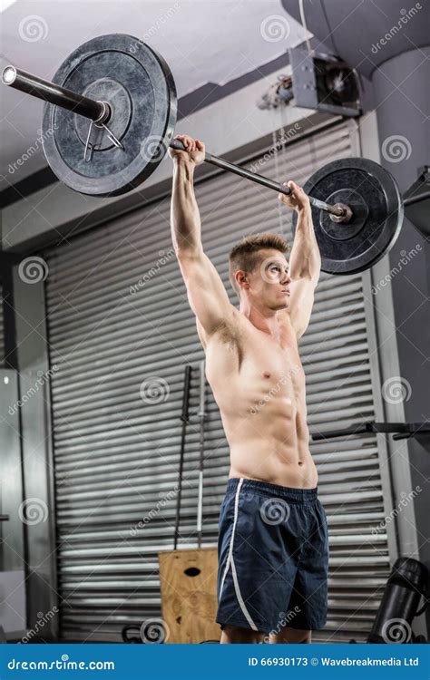 Shirtless Man Lifting Barbell Stock Image Image Of Lifting Exercise