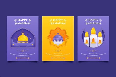 Free Vector Flat Greeting Cards Collection For Islamic Ramadan