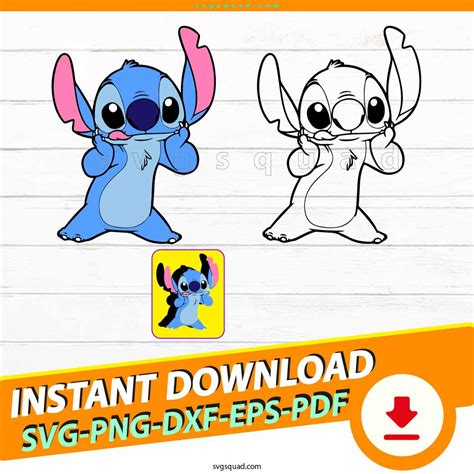 Cute Stitch SVG PNG Cricut Outline Layered Cartoon Character