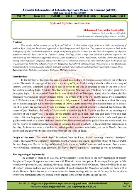 Style And Stylistics An Overview Docslib