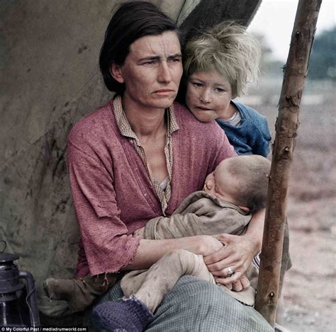 Newly Colourised Photos Show Dust Bowl Refugees Living In Shacks Dust Bowl Dorothea Lange