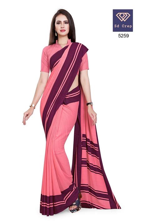 Printed Daily Wear Cotton Uniform Saree 6 3 M With Blouse Piece At