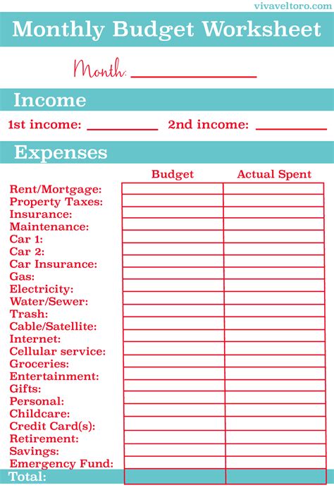 Personal Finance Budget Template Resourcesaver In Personal Budget ...