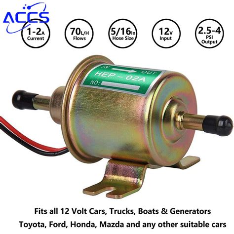 12v Fuel Pump Universal 2 5 4psi Gas Diesel Inline Low Pressure Electric Hep 02a Ebay