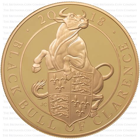 Gold Proof Black Bull Oz Queens Beasts Coin