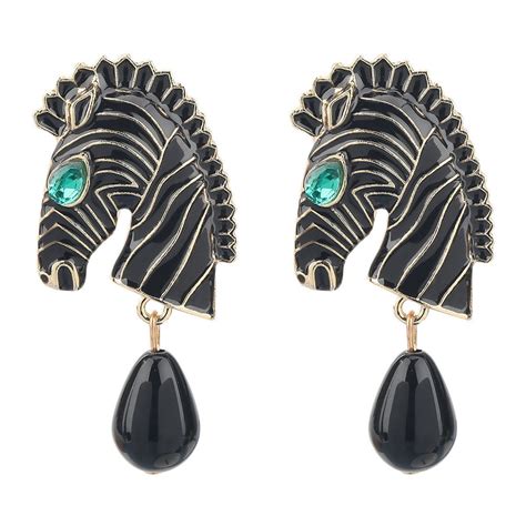 Gold Black Horse Head Earrings Gold Earrings Horse - Etsy