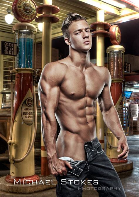 Gratuitous Shirtless Blond Model At A Gas Station By Michael Stokes