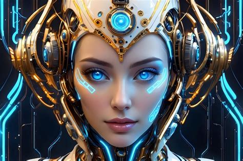 Premium Photo A Woman With A Futuristic Head That Says Cyber