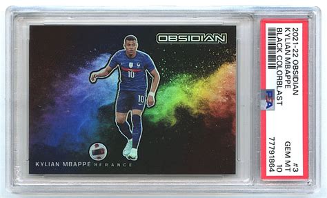 Kylian Mbappe 2021 22 Panini Obsidian Black Colorblast 3 PSA 10