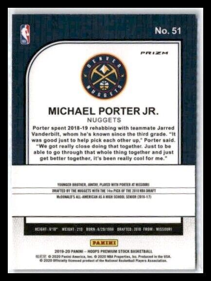 Hoops Premium Stock Michael Porter Jr Prizms Blue Cracked Ice