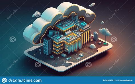 Cloud Computing Technology Concept Futuristic Illustration Stock