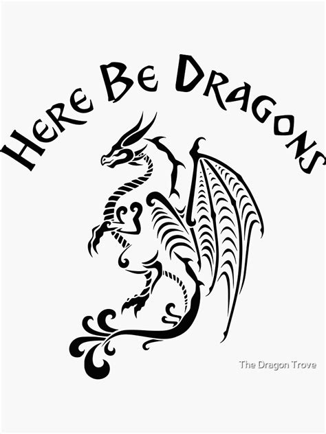 Here Be Dragons Stencil Sketch Sticker For Sale By Zaezul Redbubble