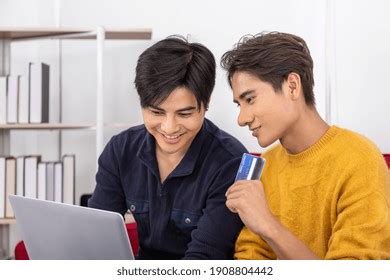 Happy Asian Homosexual Gay Couple Lying Stock Photo Shutterstock