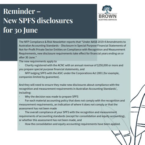 New Spfs Disclosures For 30 June Brown Auditing Services