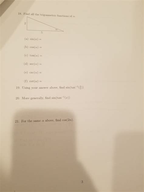 Solved Find All The Trigonmetric Functions Of A Chegg